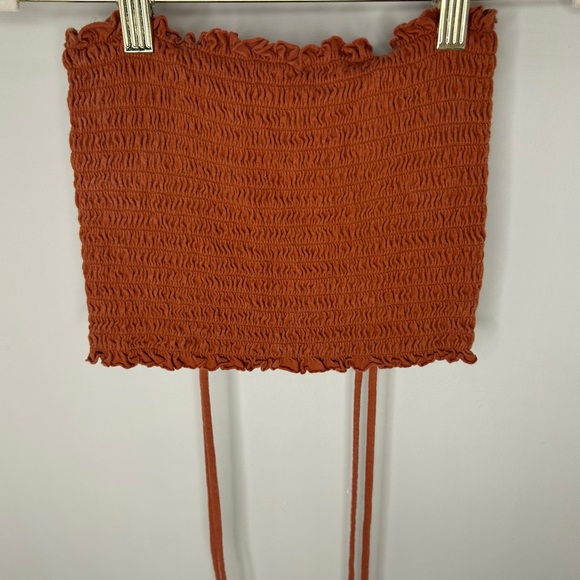 Smocked Copper Crop Top - Picture 1 of 3